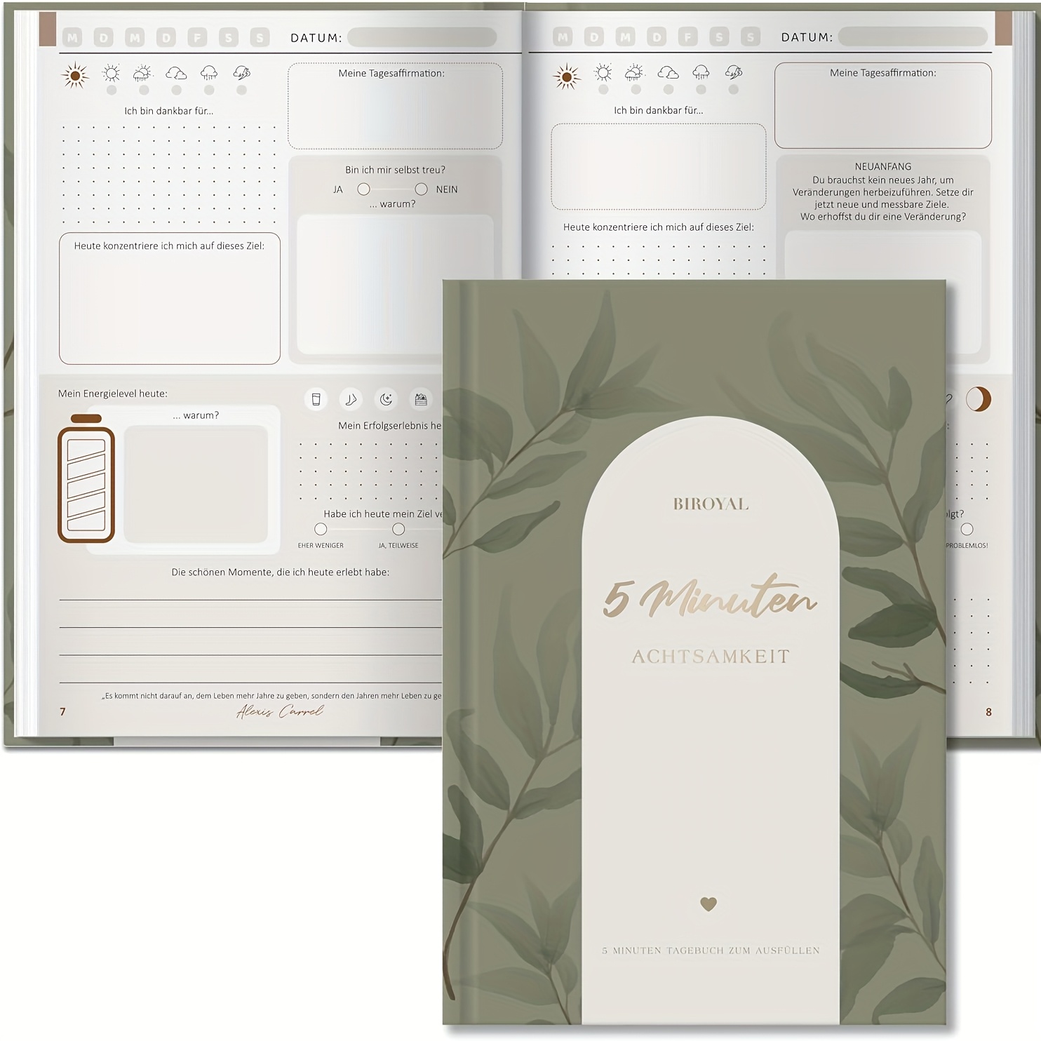 A 192-page Journal For Gratitude And Mindfulness, And Mindfulness Writing Prompts, In A5 Size Notebook, Green.