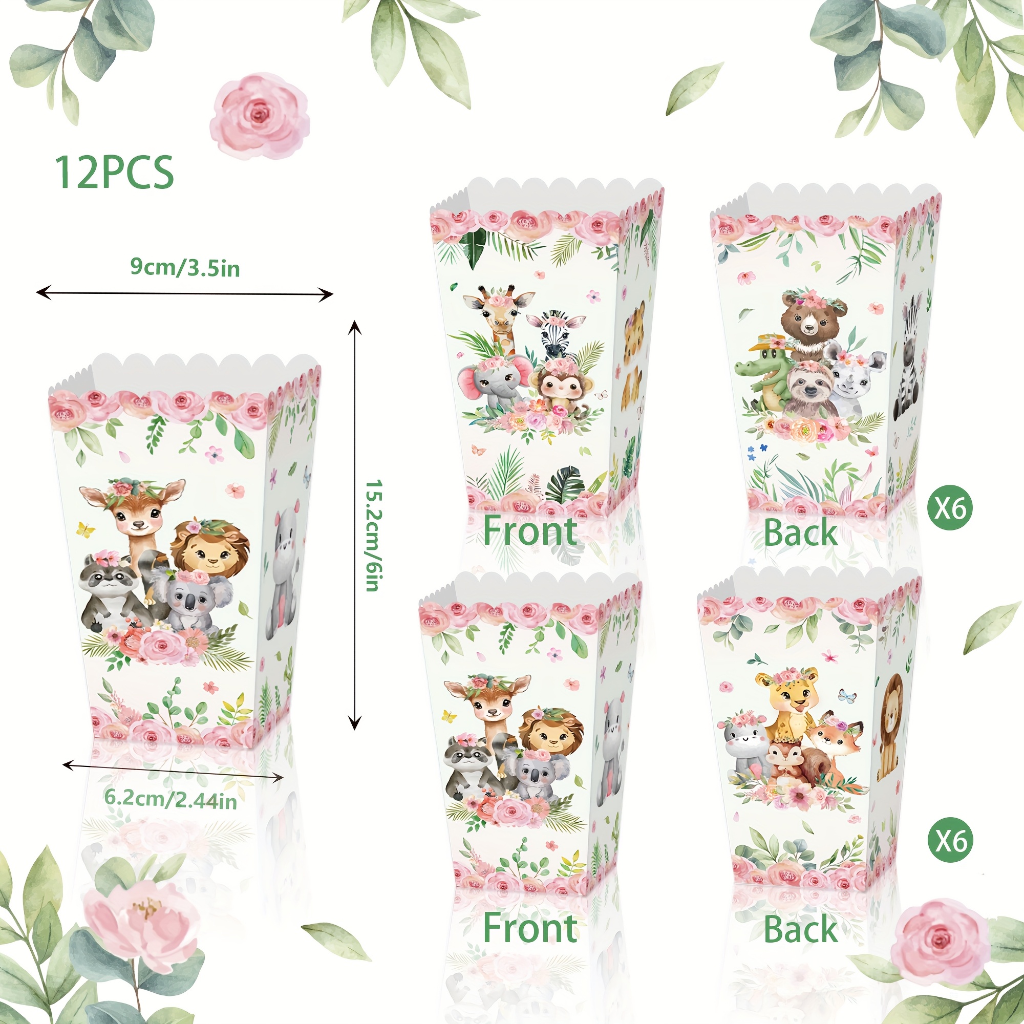 Image of 12pcs Jungle Wildlife Park Birthday Decorations Jungle Theme Small Container Box Animal Theme Gift Box Small Item Container Jungle Theme Party Decorations Animal Party Baptism Gift Set