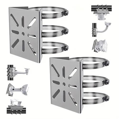 wall bracket made of stainless steel for security cameras a pole mounted relay board featuring three steel rings suitable for and designed for outdoor applications street light pole installation