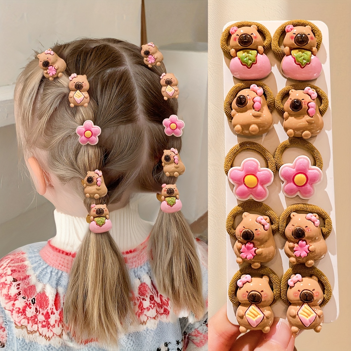 10/20 Colorful And Cute Capybara Hair Ties for Girls