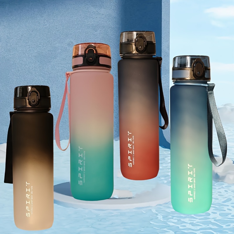 

1pc Gradient Color Sports Water Bottle, 1000ml/33.8oz, Leakproof Flip-top, One-click Open With Convenient Carrying Strap, Ideal For Gym And Outdoor Activities
