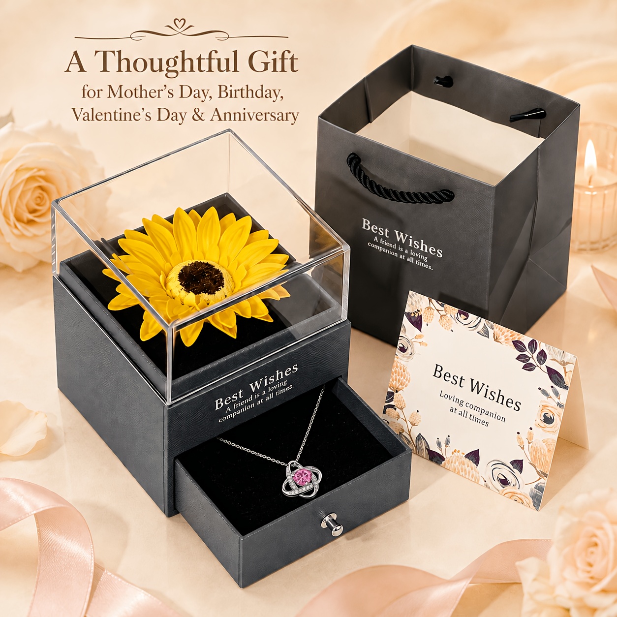 Heart Synthetic Zirconia Pendant Necklace with Gift Box