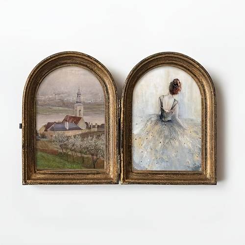 a vintage double arch resin picture frame vintage style tabletop decoration art background mural elegant wall hanging decoration perfect display of classic portraits easter mothers day christmas ideal gift