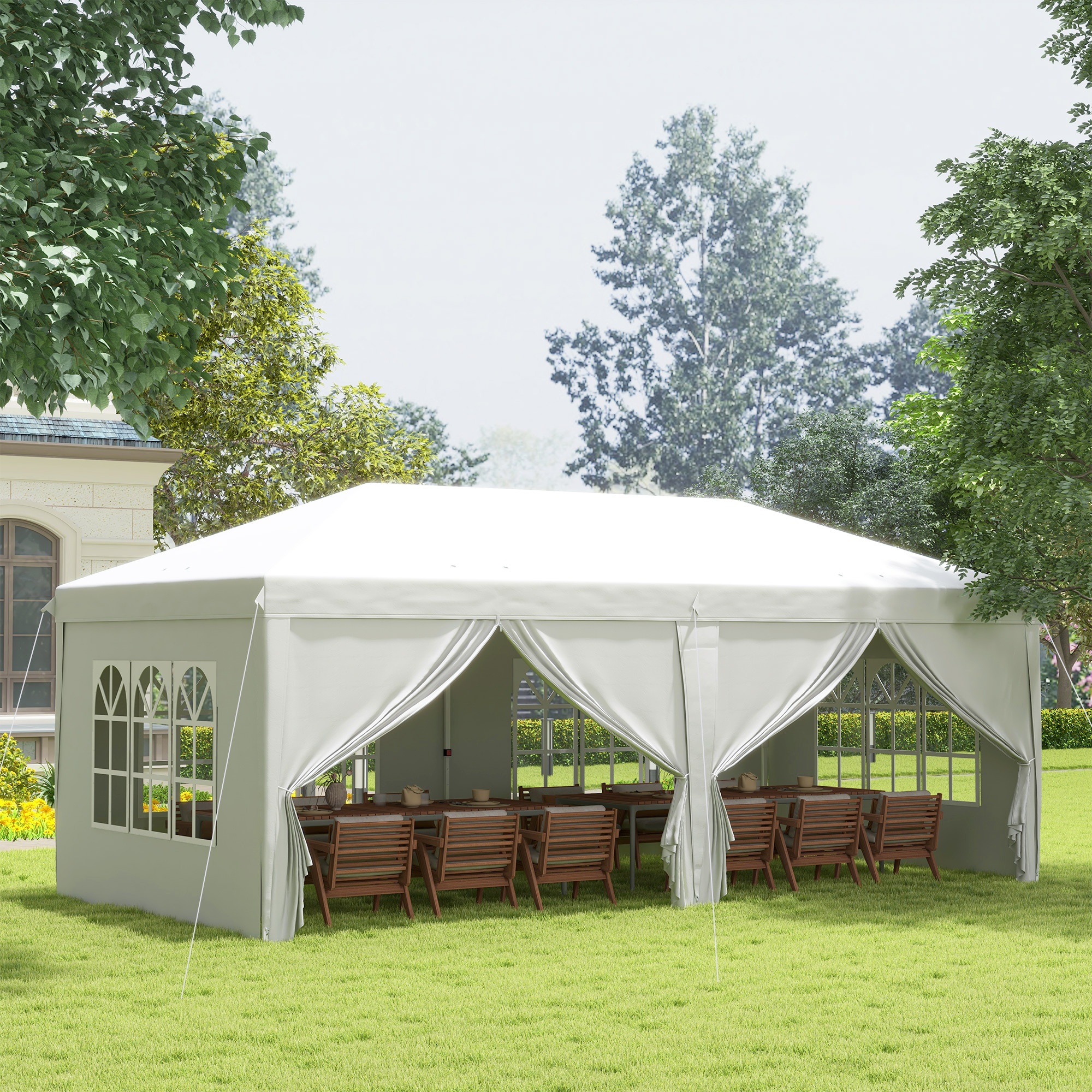 TEMU Outsunny 3 X 6m Adjustable Height Pop Up Gazebo Party Tent With Carry In Black