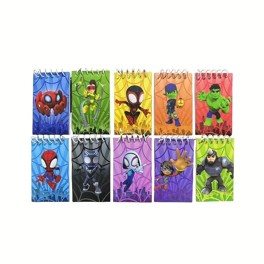 E-shop 10 Stück Marvel-Themen Spiral-Notizbücher mit seinen Freunden, Niedliche Cartoon-Charakter-Designs, für Partyzubehör Notizbücher
