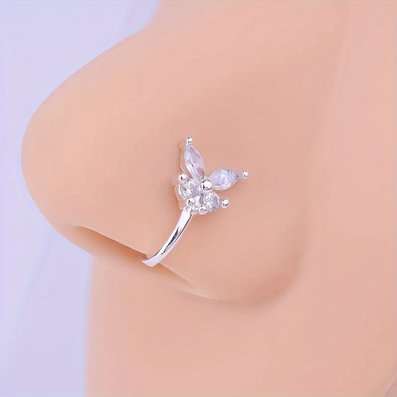 

- European And American Non-piercing U-shaped Copper Inlaid Zirconia Nose Clips, Vintage Stylish Creative Flower Nose Rings, Fake Nose Jewelry.