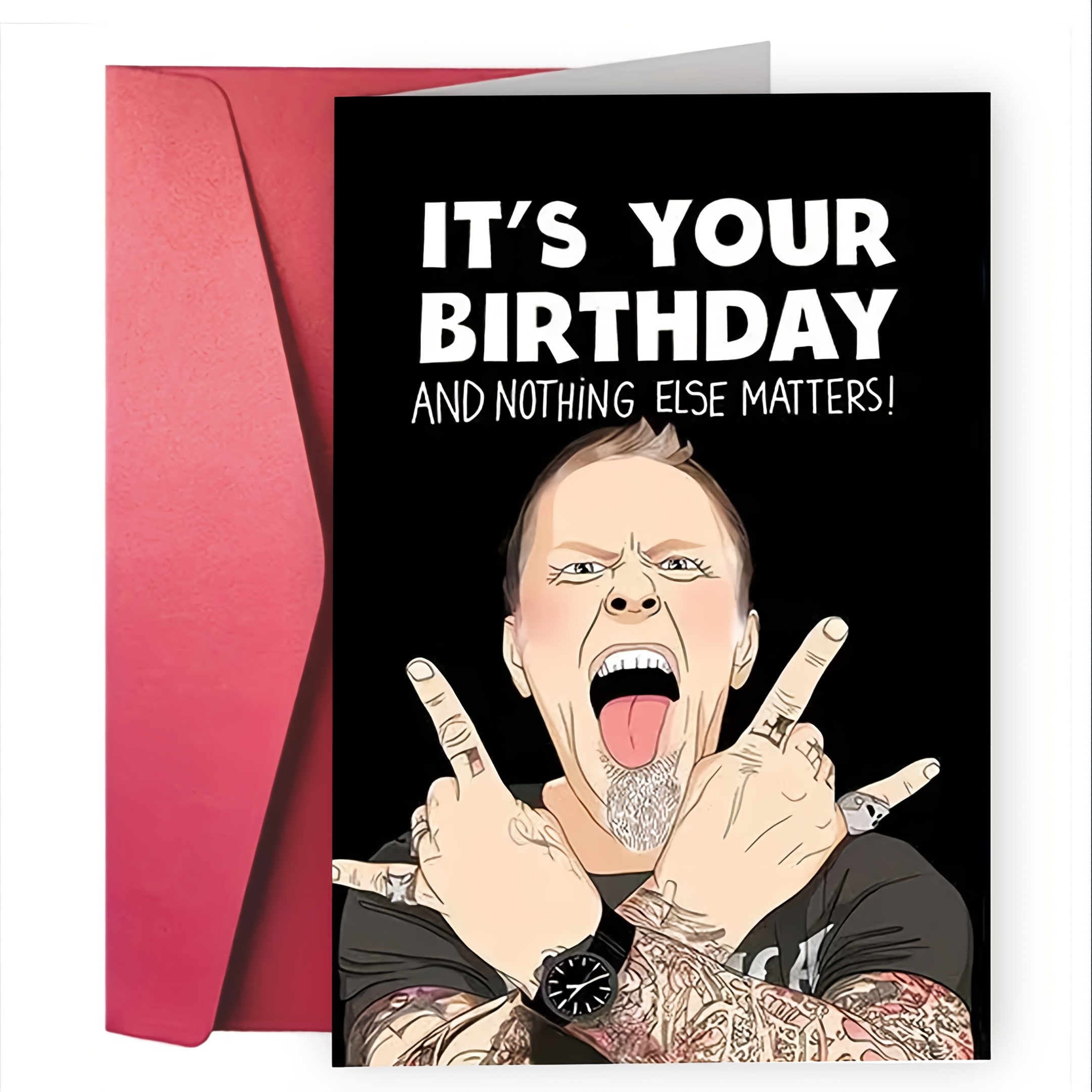 Card de ziua cu gesturi rock pasionale - Hârtie de înaltă calitate cu folie - Perfect pentru iubitorii de muzică și divertisment, prieteni, familie, bărbați și femei