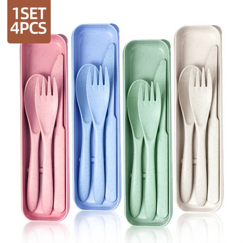 4pcs outdoor portable cutlery set with storage box durable pp plastic camping knife fork and spoon in lightweight and hygienic suitable for camping picnics travel holiday gifts christmas thanksgiving back to school supplies