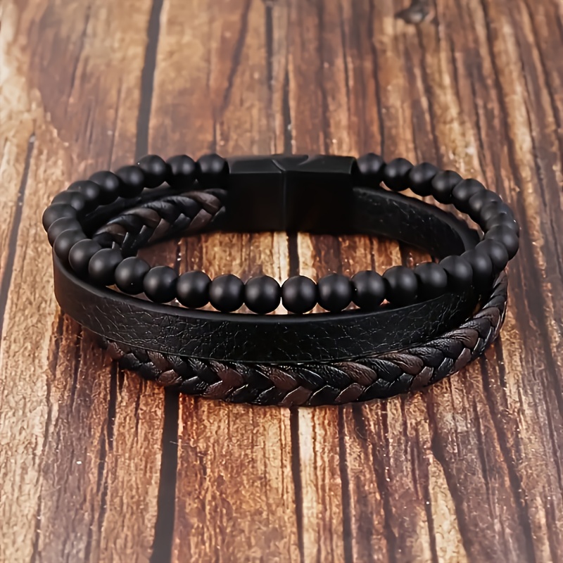 TEMU 1pc Handmade Vintage Bracelet, European And , Simple And Elegant Style, Creative Fashion Bracelet, Bracelet, Pu Jewelry
