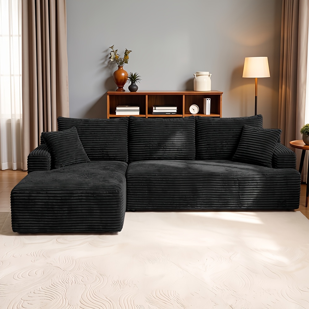 Image of 98 Inch L-shaped Luxury Sofa, Set, Boneless Sofa, Soft And Comfortable Fabric, Pet-friendly, Easy To Care For, Perfect For Family Gatherings And Entertaining Guests
