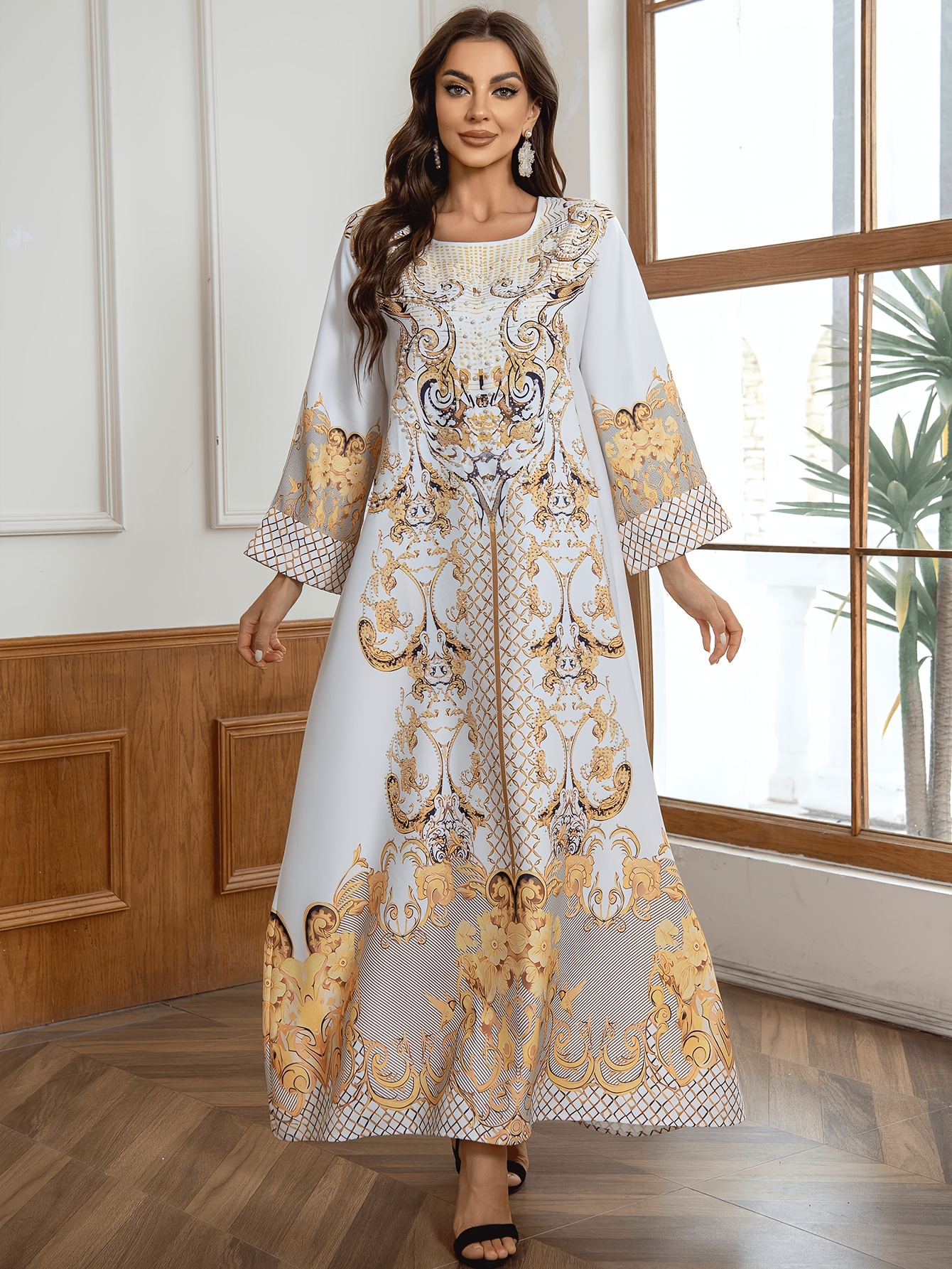 slim fit dress slacks Beige Kuwaiti Cotton Dress with Japanese-Style Embroidery – Asal Kashkha