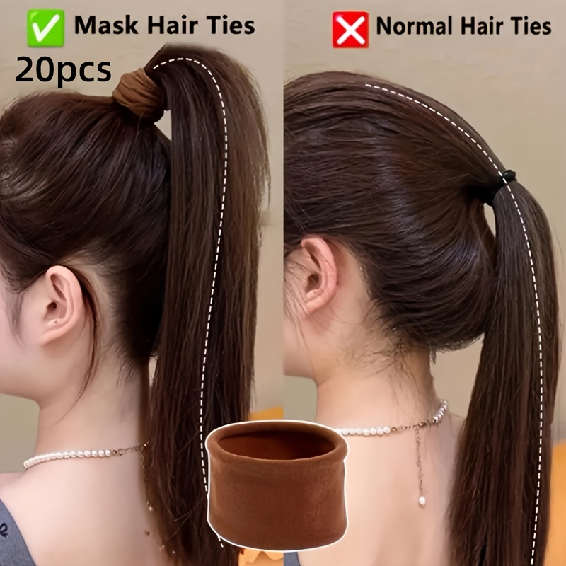 20pcs high   widened and thickened solid color womens hair ties simple and durable seamless high ponytail hair accessories