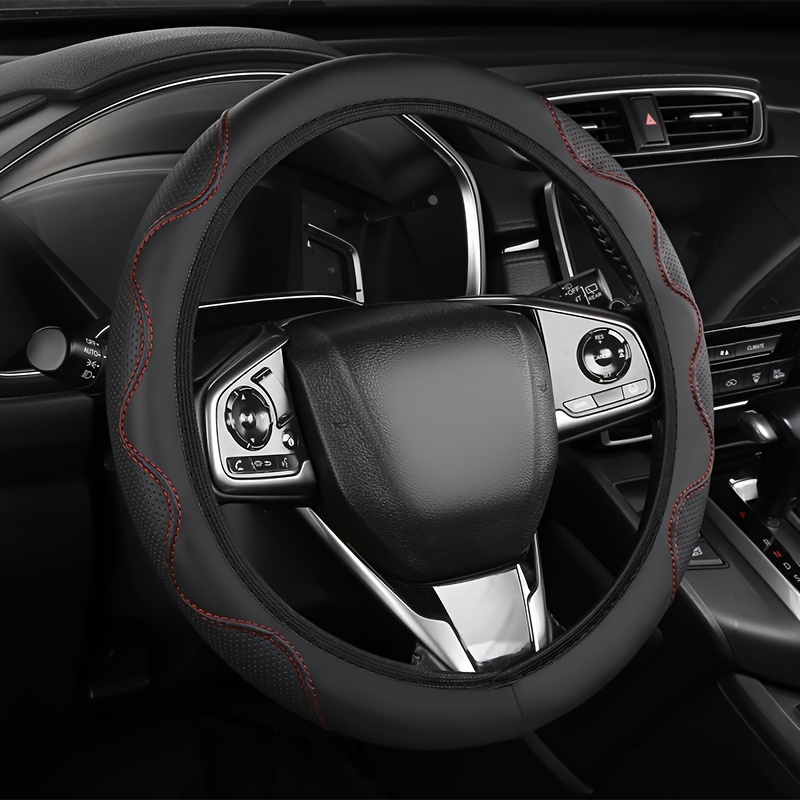 

Luxury Pu Leather Steering Wheel Cover With 3d-ventilated Design And No - Suitable For Car Models