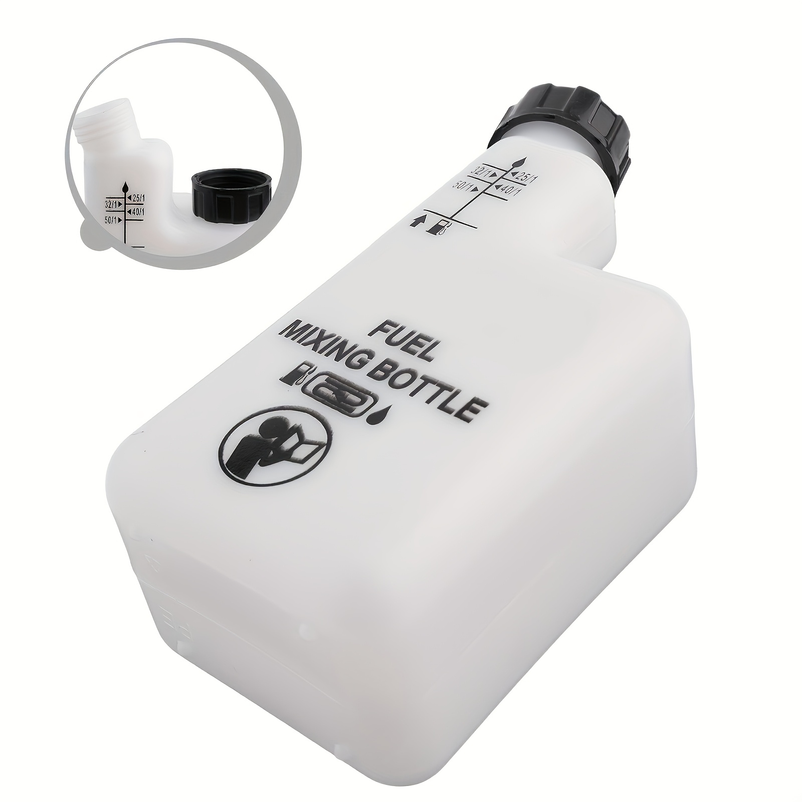 1 Liter Fuel And Oil Mixing Ratio Canister - With A Beveled Bottle Mouth Design, 25:1 Mixing Ratio, Suitable For Chain Saws/lawn Mowers As A Fuel Canister, Garden Machinery Accessories