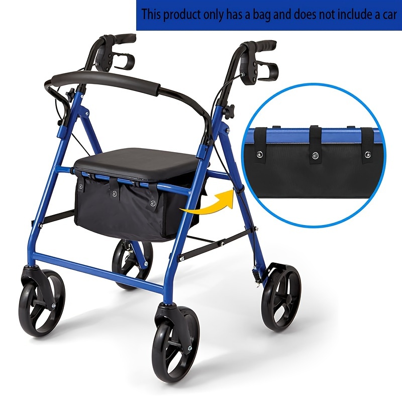 

1pc Rollator Walker Under-seat Storage Bag, Portable Multifunctional Pouch With Hooks, Lightweight Accessory For Personal Items