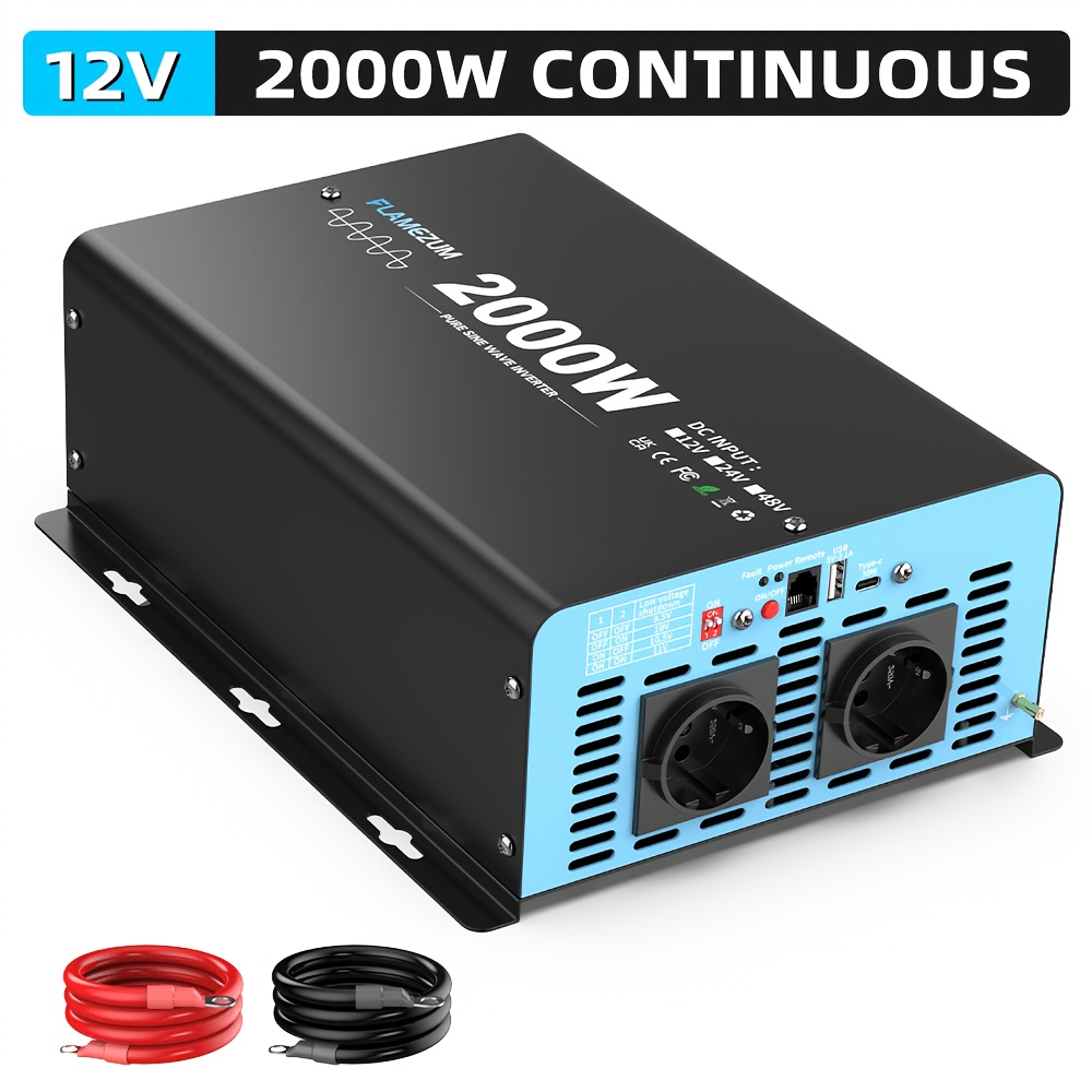 2000W Neprekinjena Moč Čisti Sinusni Menjalnik 4000W Vrhunska Moč 12V 230V EU Vtičnica LCD Avtomobilski Voltmeter Pretvornik za Avtodom, Brez