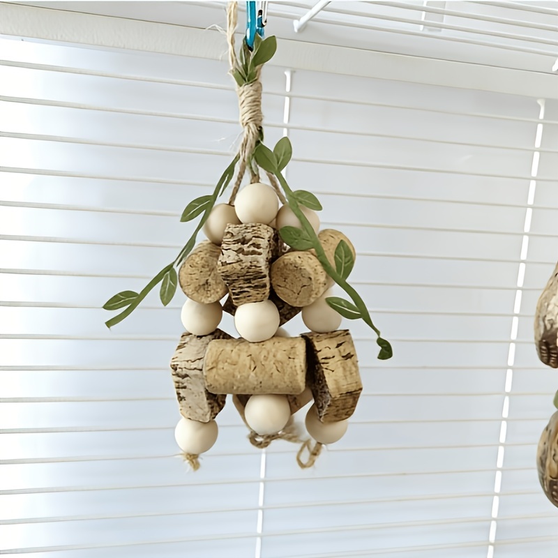 TEMU 2pcs Set [includes 1 Hook, Color Random + 1 Hanging Rope] Parrot Supplement Peony Chewing Toy, Colorful Cage Ornament, Bird Beak Grinding Teeth