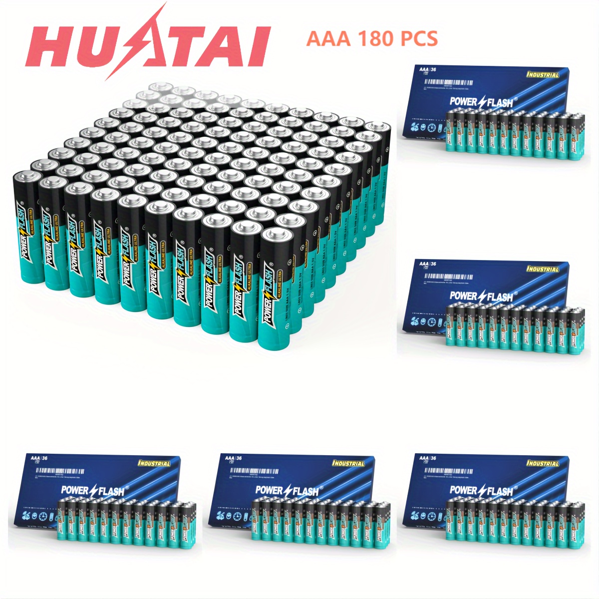 

Huatai Powerflash Aaa 180 Pcs High-performance Alkaline Batteries Value Pack, Lr03, Triple A Batteries For Home, Various Household Device, Romotes
