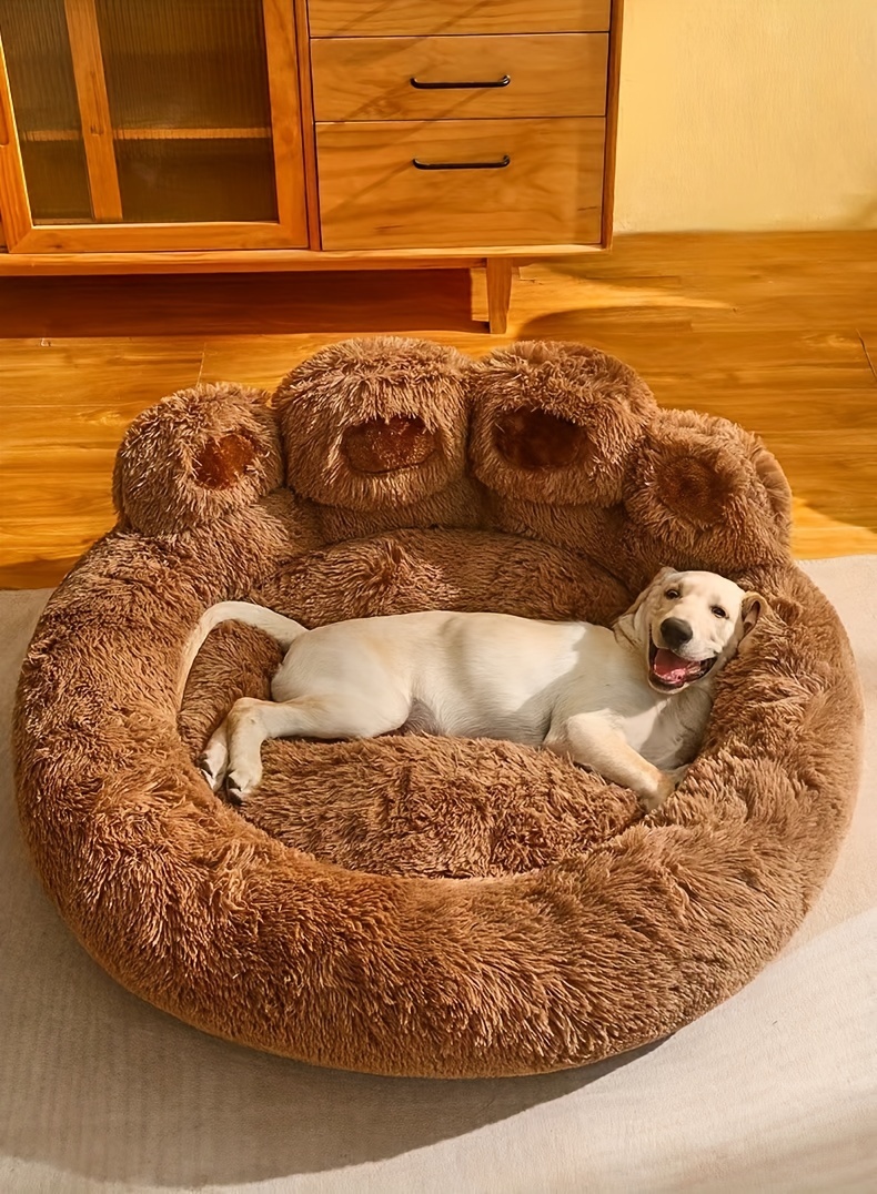   paw shaped pet bed dog nest long plush soft dog sleeping bed cushion sofa Product details 13