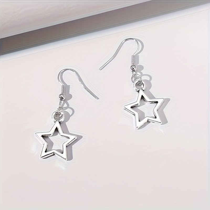 TEMU Pendientes colgantes de estrella hueca para mujer, joyería para fiestas, regalo de para
