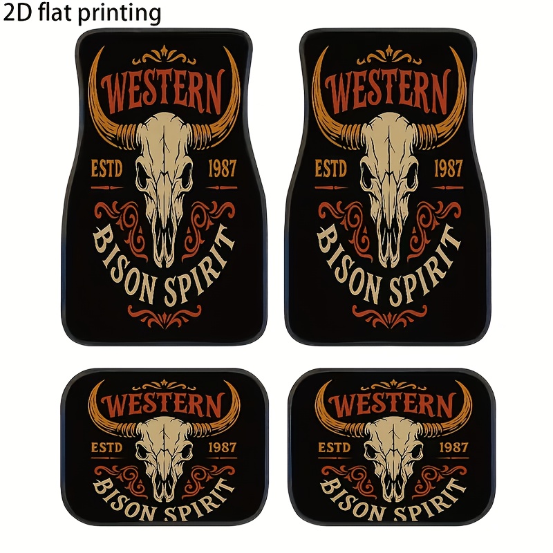 TEMU 4pcs Pattern, Made Of Sturdy And Durable Material, Easy To Clean, Wear-resistant, Protects Car Carpet, Suitable For All Weather And , Fits Most