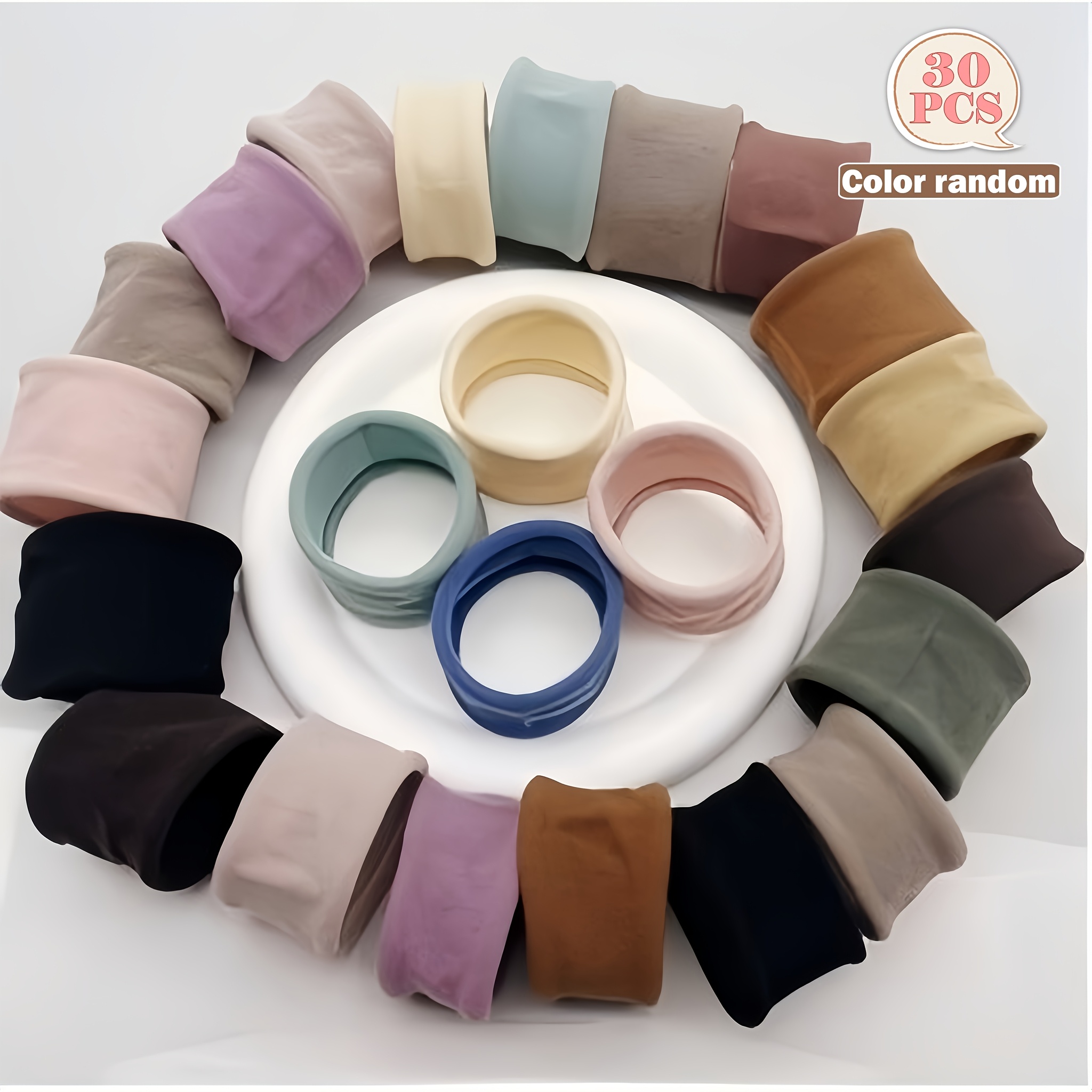 TEMU 30pcs Random Color Women's Elegant Black, Hair Ties, Thickened Seamless High Elasticity Hair Bands, Suitable For Daily And Back-to-school Wear,