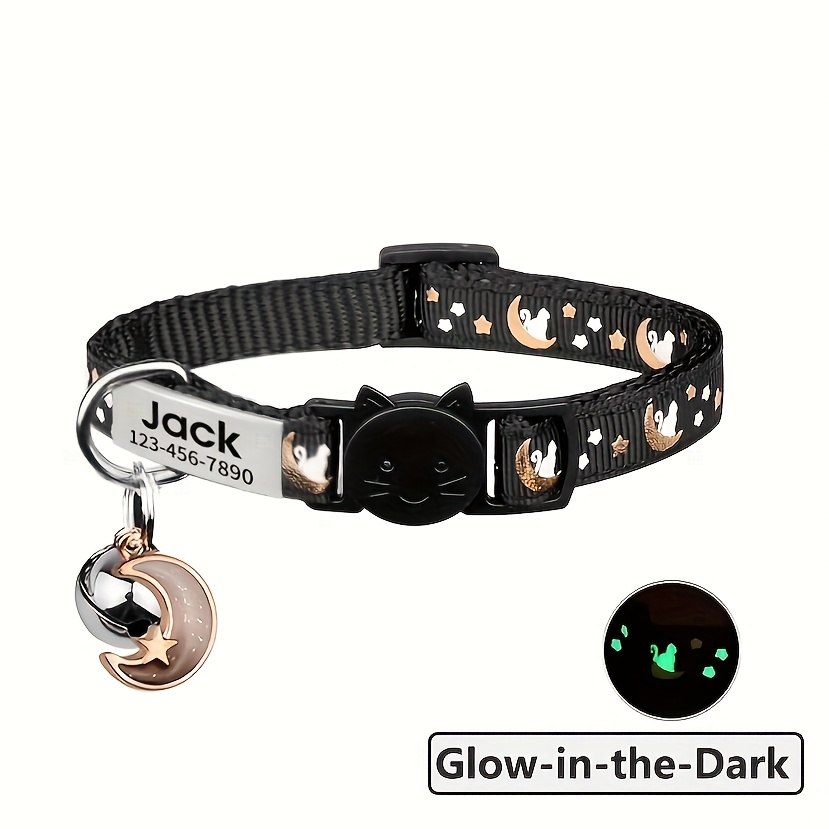 TEMU [customizable Cat Collar] Personalized Cat Collar-[multicolor -the-dark Cat Collar] -the-dark Cat Collars - Adjustable, Comfortable Nylon, Cute