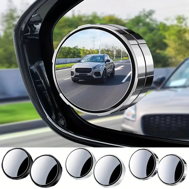 2pcs blind spot automotive side 2 2 round hd glass convex rear view 360 rotating wide angle side rear view with vacuum suction cup abs housing adjustable rearview for car suv truck universal vehicle details 1