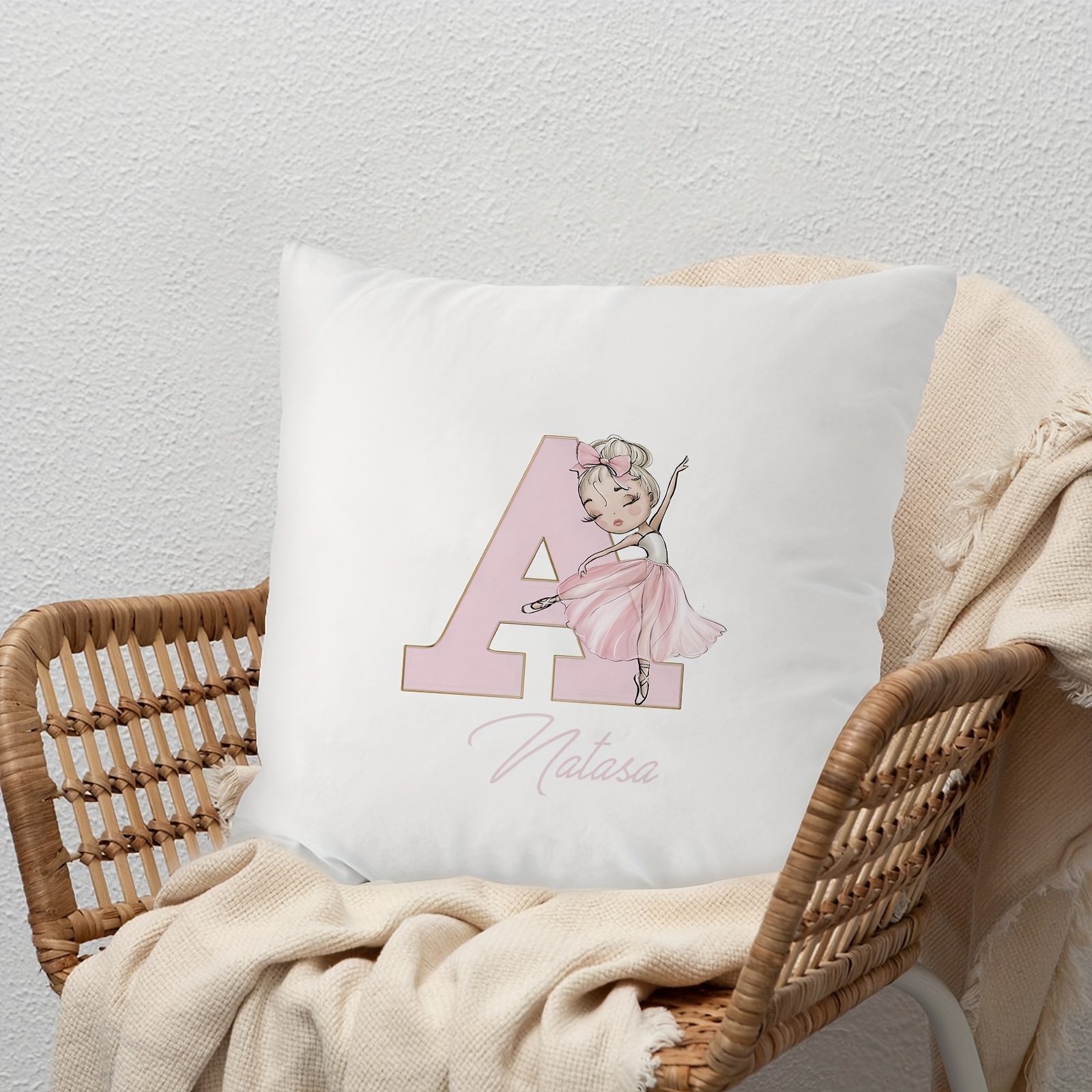 customized ballet girl pink initials velvet pillowcase single sided printing ideal for sofa 1pc no insert included details 4