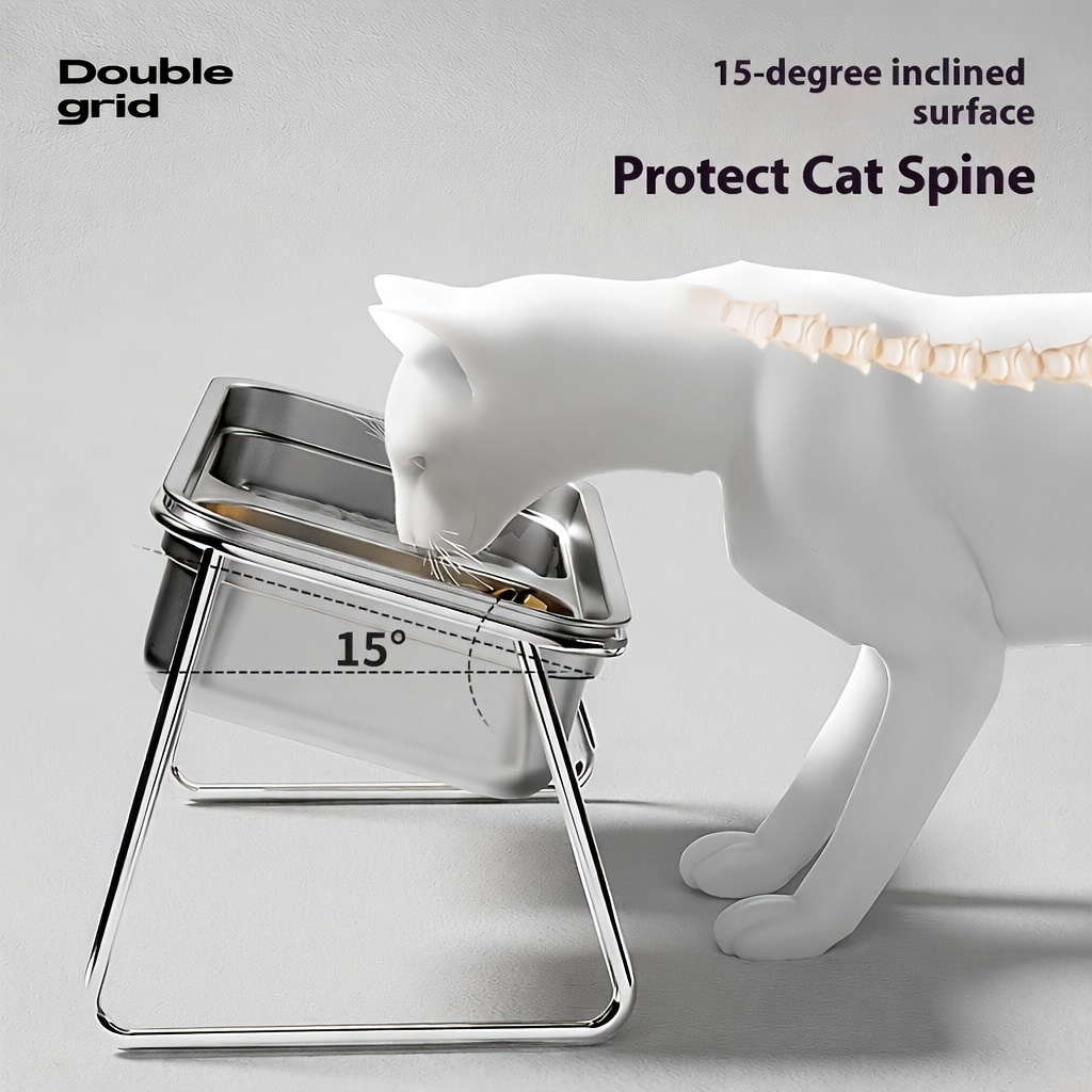 pet stainless steel elevated double bowl with 2pcs stainless steel bowls   tilt design friendly to pets cervical spine meeting dual needs of feeding and drinking detachable design for   anti slip   to prevent   Product details 3