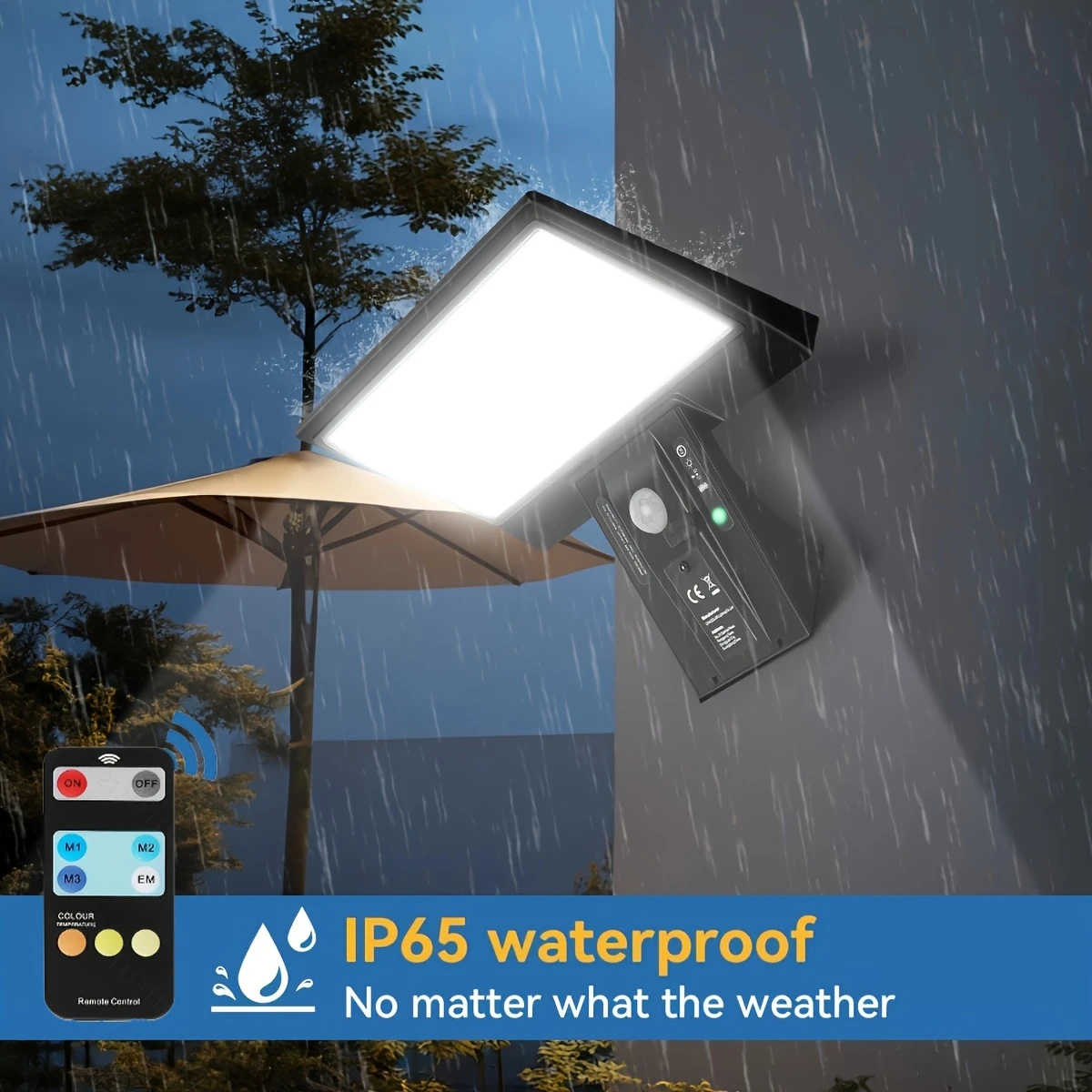 1pc solar motion sensor wall light 90 led 4 dual charging semi flush mount sconce plastic shade outdoor security light for villa courtyard garage balcony details 2