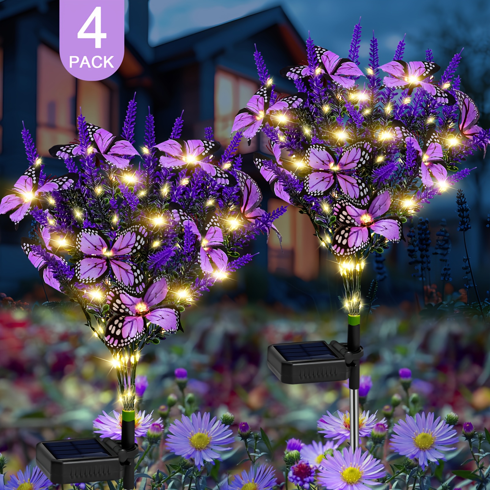 

4 Pack, , Solar Lavender Butterfly Lights, Solar Lights Outdoor Decoration, Swaying By Wind, Yard Patio Pathway Lawn Courtyard Decoration