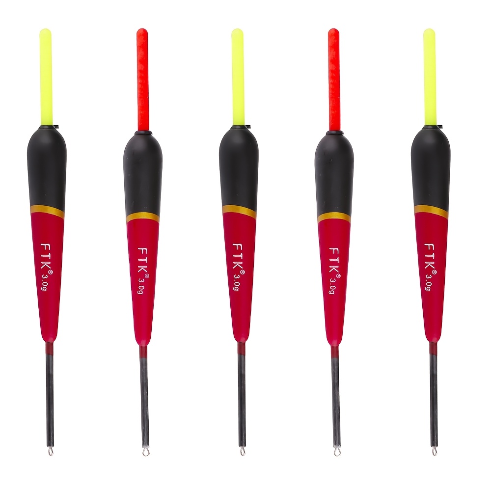 TEMU Ftk 5pcs/set Fishing Floats 0.0353oz 0.0705oz 0.106oz Carp Fishing Floats Fishing Gear Additions, Without Battery