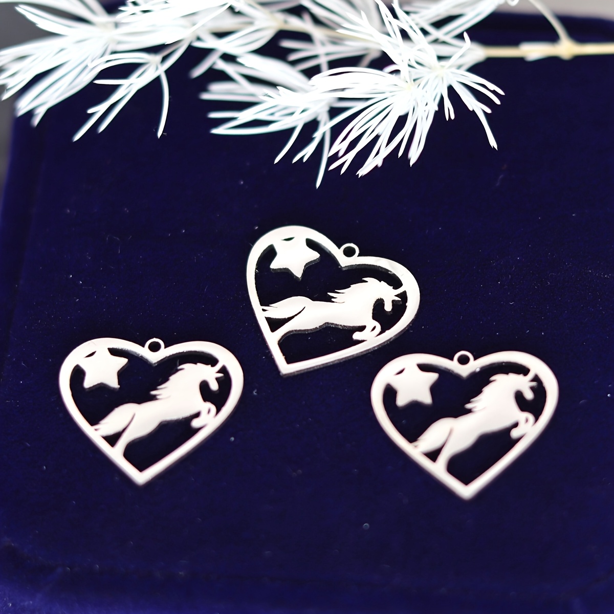 3pcs Horse Pendant For Necklace Stainless Steel Charm Jewelry Making Supplies Diy Gift