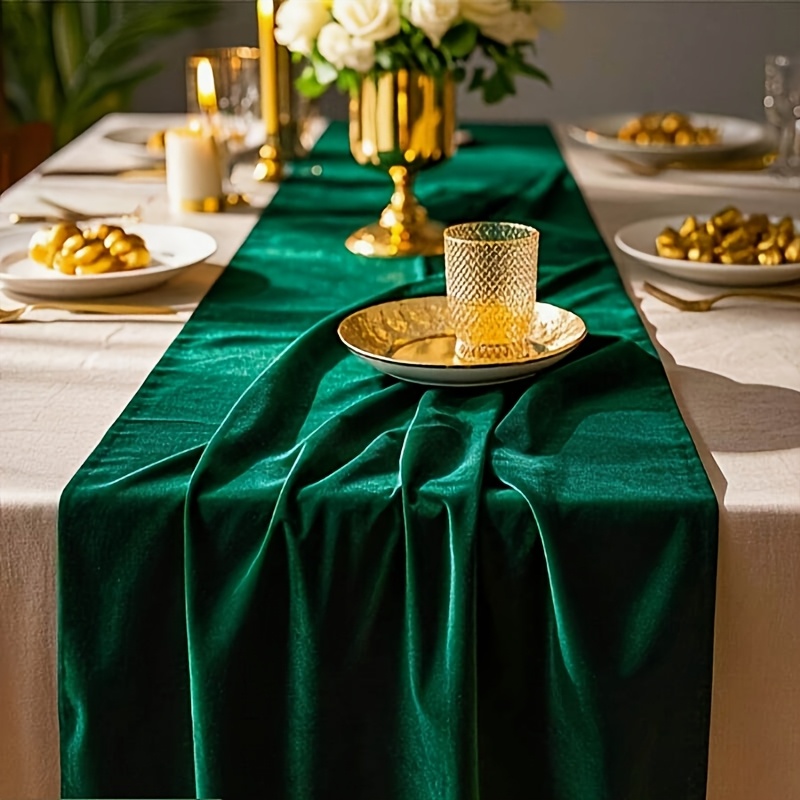 TEMU 1 pezzo di Runner da in Velluto Verde Scuro, Decorazione per Valentino, Tessuto Festivo, Misura 48x180cm, 48x275cm, Stile Lusso, per Decorazione