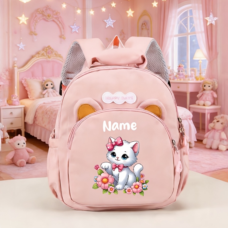 TEMU Mochila mini con orejas de oso y - Riñonera escolar de nailon adecuada para , viajes, fiestas, correa ajustable y cierre de cremallera, bonita