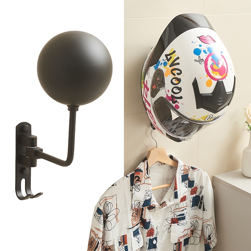 TEMU Motorcycle Helmet Rack, Wall-mounted Design, Rotatable , Suitable For Motorcycle Accessories Such As Jackets, Hats, Soccer Uniforms, Baseball
