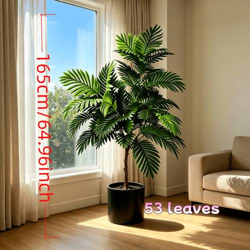 165cm 64 96inch plus size light decor artistic landscape tall greenery tree 53pcs large green leaves restoring natural growth posture leaves flexible and thick
