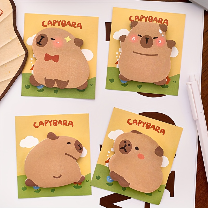 120sheets(4pcs) Cartoon Cute Capybara Shaped Sticky Notes Multi-functional School Office Memo Pads