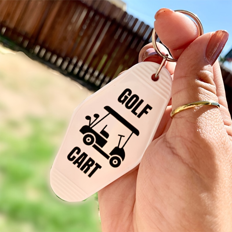 

1pc Resin Golf Cart Keychain, Alphabet Themed, Decorative Keyring With Ring , For Car Keys, Handbag Pendant, Ideal For Halloween, Gift