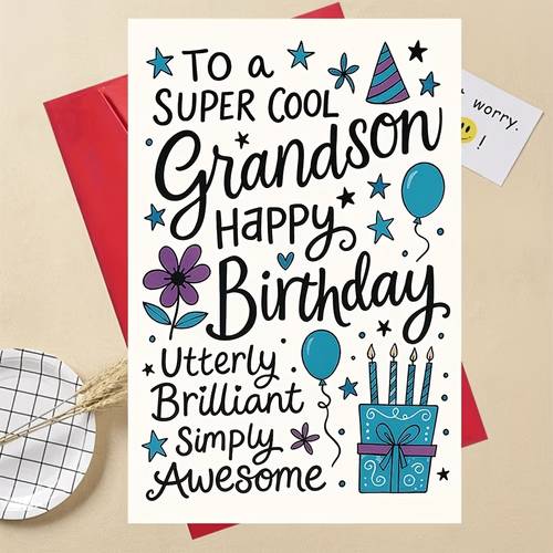 cool birthday card designed for your grandson from grandparents for birthday celebrations and special occasions