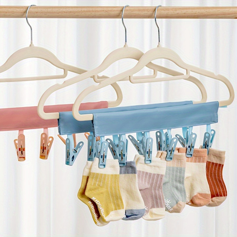 2pcs portable travel fabric clothes hanger multifunctional folding clothes clip sock underwear clip for hotel travel accessories drying rack details 10