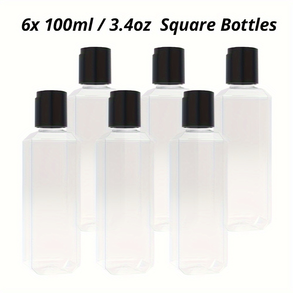 TEMU 6pcs 4oz (120ml) Clear Plastic Pump Bottles With Sleek Black Disc Top Caps - Refillable &, Ideal For Shampoo, Lotion, Cream - Fragrance-free, Cosmetic Containers, Lotion Pump Bottle