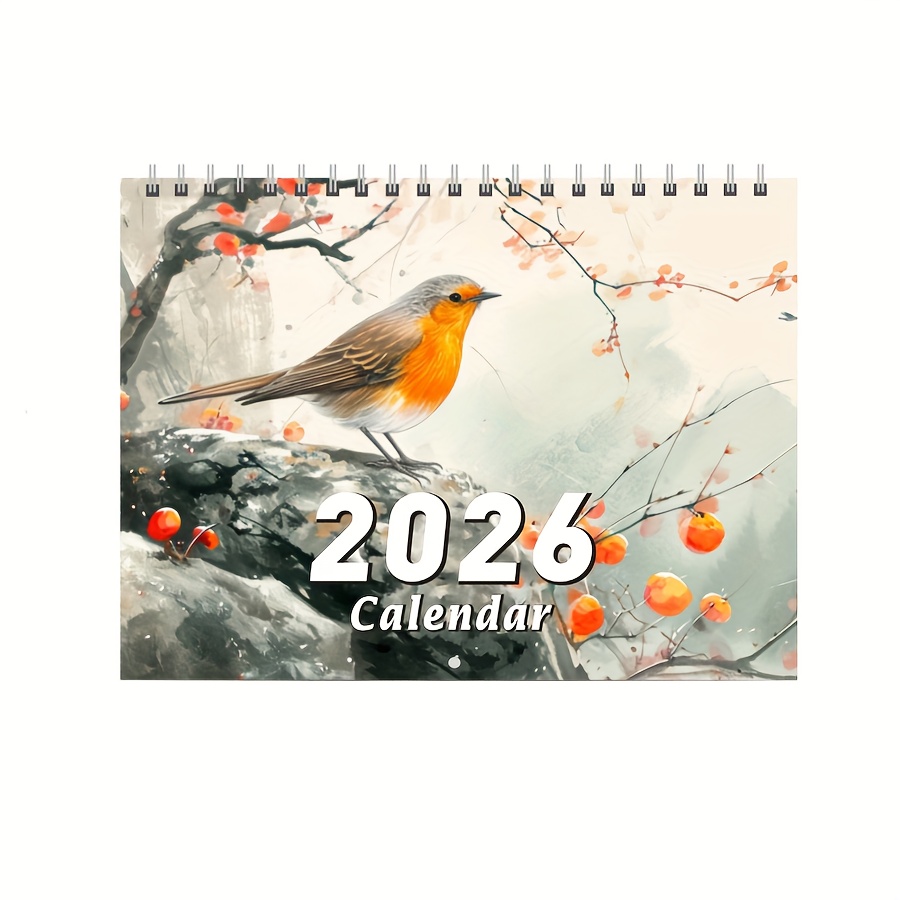 1pc 2026 Year Bird-themed Calendar A4 Wall Calendar With Large Space Memo Bar, Planning Calendar Suitable For Home And