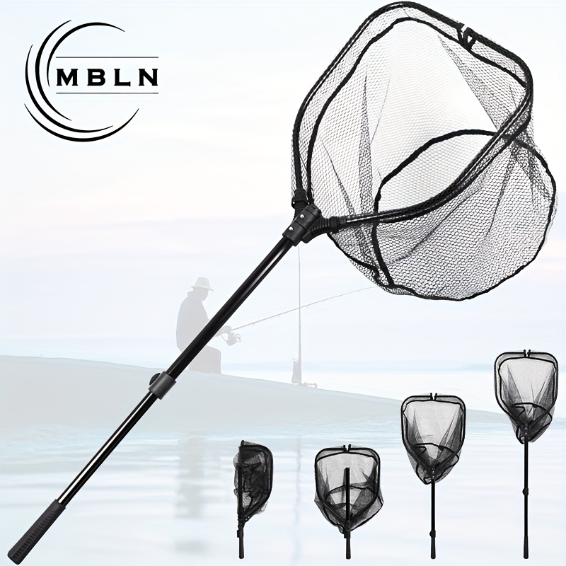 Large Fishing Landing Net, Handheld Net, Adjustable Length of 22.83inch,  One-Button Storage, Fishing Equipment