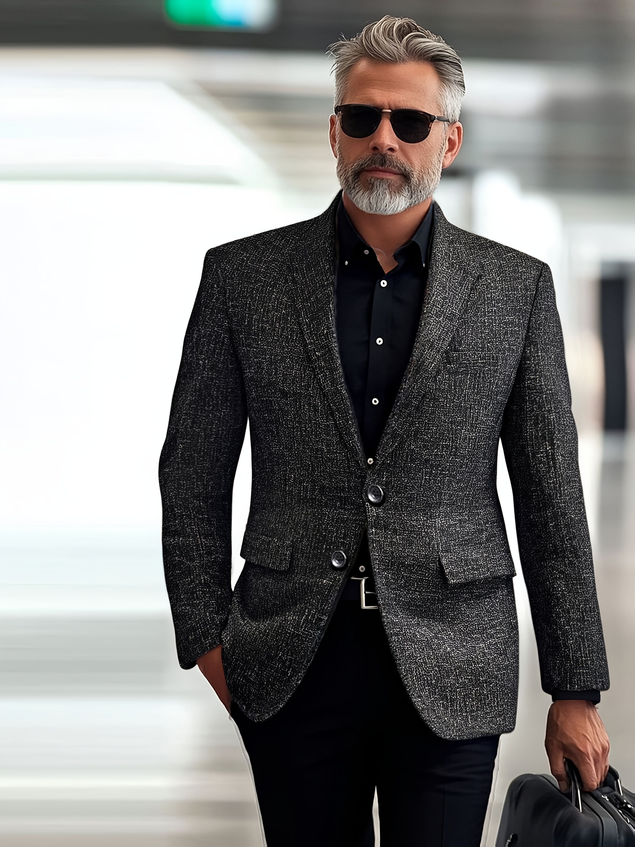 2025 New Men's Lightweight Casual Blazer Jacket - V-Neck Button-Up, Soft Polyester-Viscose Blend, Regular Fit, Solid Color, Spring/Fall Business Casual Coat for Dad & Professionals, Professional Clothing | Vneck Blazer | Structured Fit