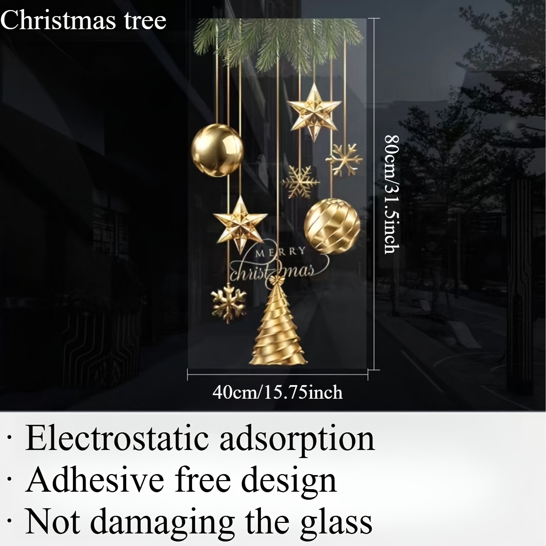 Image of 1pc Of Christmas-themed Window Sticker, Of A Of Christmas Elements, With The Whole Electrostatic Adsorption Design, Suitable For Family Holiday Decoration And Shopping Mall Hotel Glass .