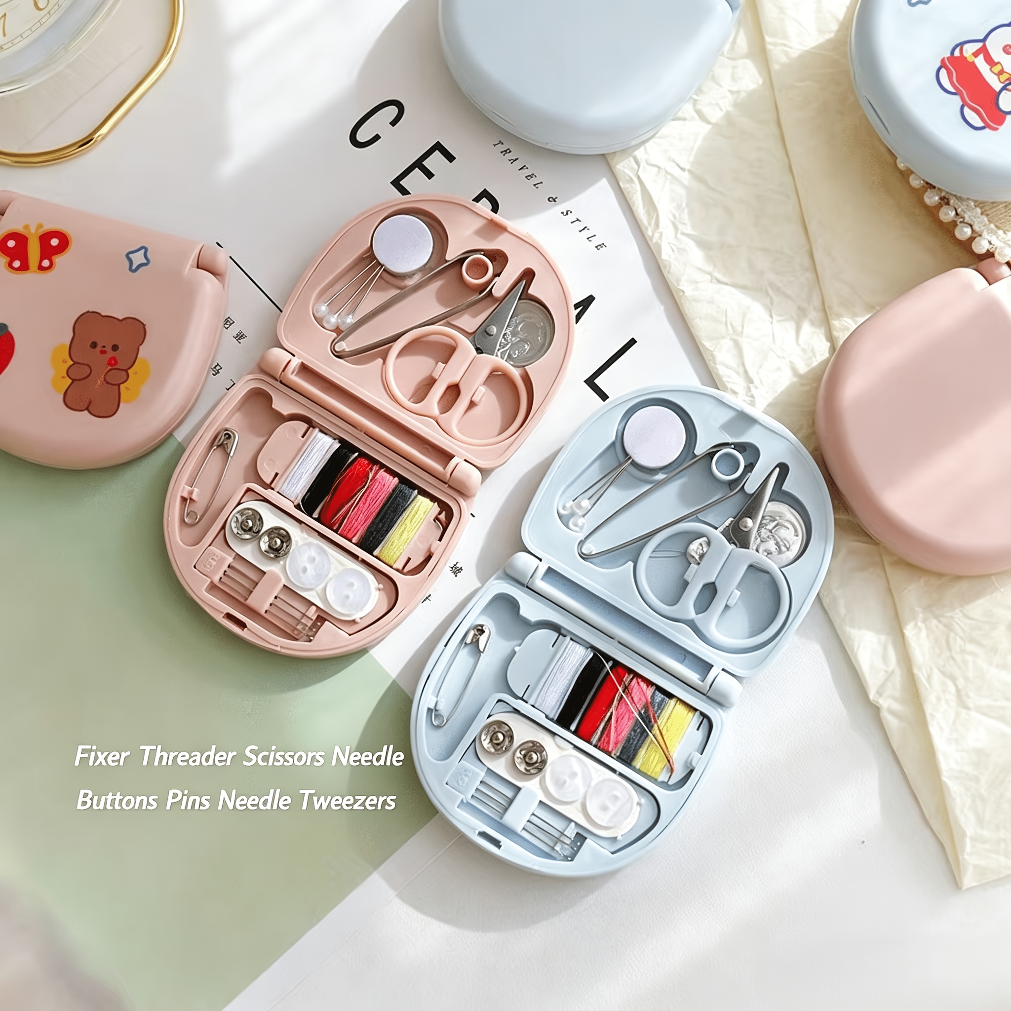 2pcs Mini Travel Sewing Kit with Essential Tools