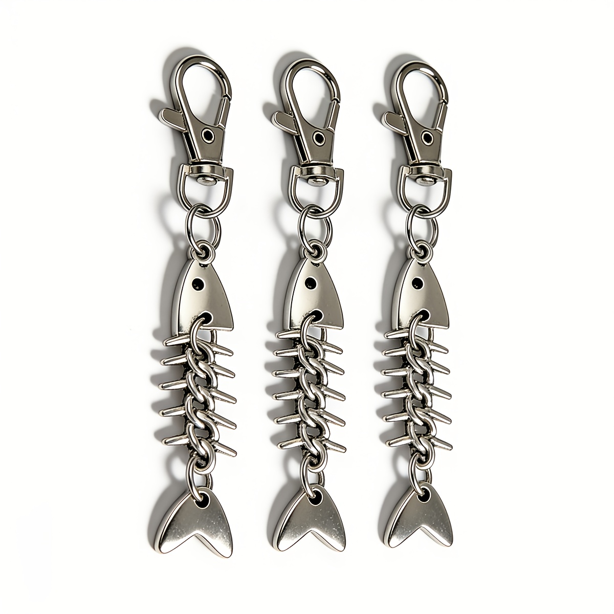TEMU 【3個セット】ティブ 魚骨キーホルダー、メタル パーソナライズ ペンダント、トレンディで楽しいアクセサリー、友達の誕生日やホリデーに最適なギフト、キーホルダーとバックパック ペンダント、な小さなアクセサリー、家族や友人へのギフトに最適