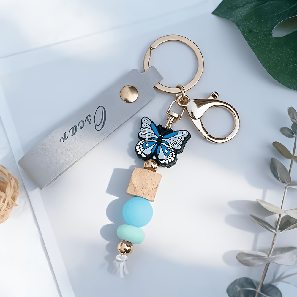 TEMU 1pc Customized Name Keychain – Personalized Engraved Hanging Cord Keyring With Bead Pendant, Cute Aesthetic Bag Hanger, Perfect Gift For, Women,